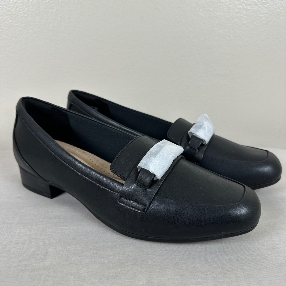 Clarks Women's 9.5 M Zylah Top Loafers Black Ultimate Comfort Square Toe Shoes